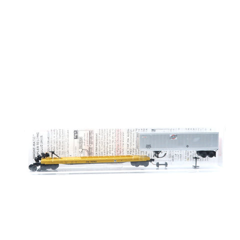 SSH-1023 Used Goods Micro Trains Lines 57'6 Flat Wagon with Trailer C&NW N Scale