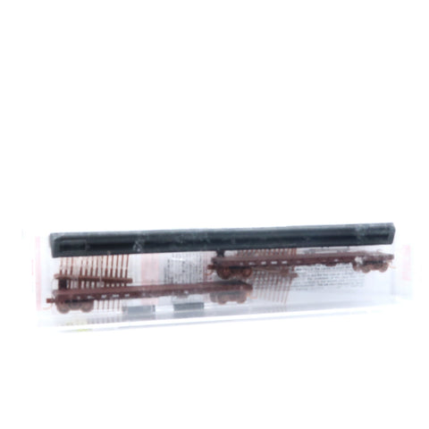 SSH-1024 Used Goods Micro Trains Lines 50'Flat Wagon x2 with long pipe load SP N Scale