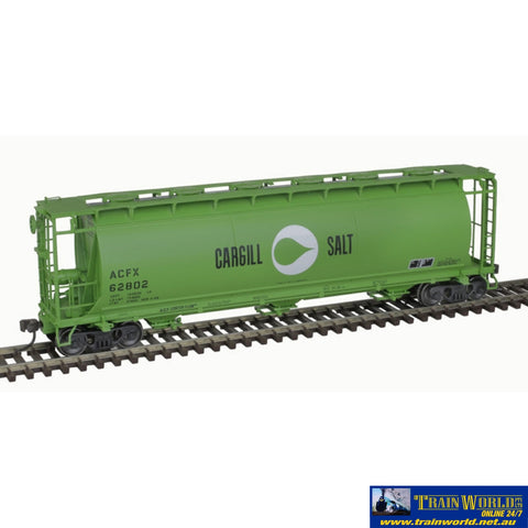 ATL-20007171 Atlas Master Line ACF 3-Bay Cylindrical Hopper - Cargill Salt #62802 (green white) HO Scale Rolling Stock