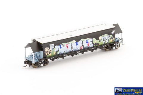 AUS-NNGH20 BGVF-Type Grain Hopper N Scale - BGVF Grain Hopper - SSR Black with SSR Logo & Graffiti - Single Wagon