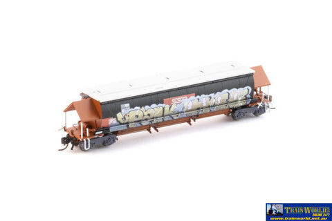AUS-NNGH50 N Scale - BGKF Grain Hopper - SSR Faded SRA Red with DCA Bogies SSR Logo & Graffiti - Single Wagon - Rolling
