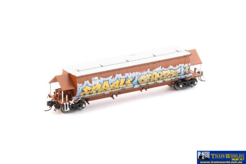 AUS-NNGH60 N Scale - BGKF Grain Hopper - SSR Faded SRA Red with XCS Bogies SSR Logo & Graffiti - Single Wagon - Rolling