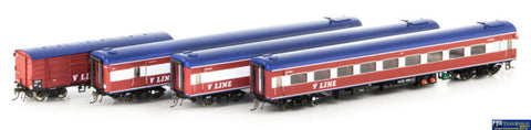 AUS-VPS13 Auscision N-Type Passenger Carriage Set *N14 V/Line Passenger MK1 Red/White/Blue with Bottom Stripes and
