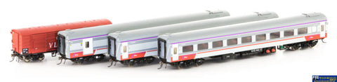 AUS-VPS16 Auscision N-Type Passenger Carriage Set *N15 V/Line Passenger MK3 Grey/White/Red with V/Line Logo* (4-Pack)
