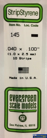 Eve-145 Evergreen Polystyrene (Strip) Opaque White 1.00Mm X 2.50Mm 350Mm (10-Pack) Scratchbuild