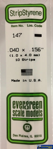 Eve-147 Evergreen Polystyrene (Strip) Opaque White 1.00Mm X 4.00Mm 350Mm (10-Pack) Scratchbuild
