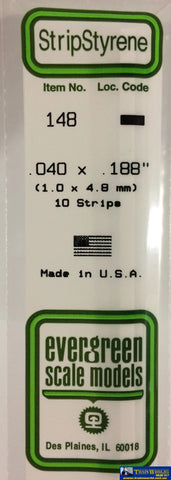 Eve-148 Evergreen Polystyrene (Strip) Opaque White 1.00Mm X 4.80Mm 350Mm (10-Pack) Scratchbuild
