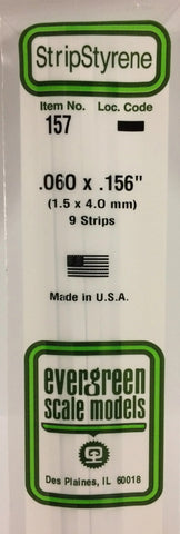 Eve-157 Evergreen Polystyrene (Strip) Opaque White 1.50Mm X 4.00Mm 350Mm (9-Pack) Scratchbuild