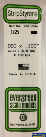 Eve-165 Evergreen Polystyrene (Strip) Opaque White 2.00Mm X 2.50Mm 350Mm (9-Pack) Scratchbuild