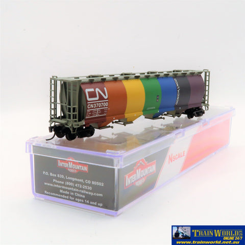 NSC-0127 Used Goods Intermountain Cylindrical Covered Hopper CN Rainbow (one side) #370700 N Scale Rolling Stock