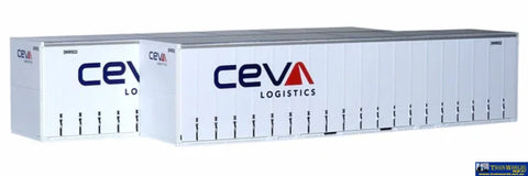 OTM-40CS51 On Track Models New Ceva White 40’ Curtain Sided Containers (Twin-Pack) HO Scale - ContainerAndLoad