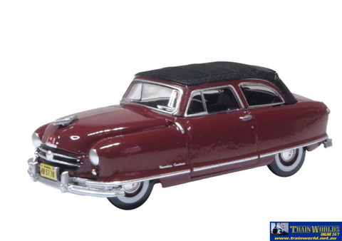 OXF-87NR50003 Oxford Diecast 1950 Nash Rambler Custom Landau Convertible (closed) Sunset Maroon HO-Scale Vehicle