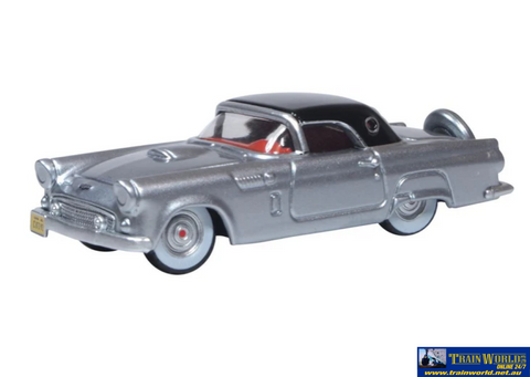 OXF 87TH56007 Oxford Diecast Ford Thunderbird 1956 Gray Metallic and Raven Black HO Scale (1:87) Vehicle