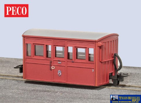 Pgr-558B Peco Narrow-Gauge Fr Bug-Box Coach 3Rd Class ’1970S/80S Red Livery’ #4 Oo9-Scale