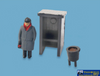 PMS 5034 Model Fog Man Hut and Brazier OO Scale Figure