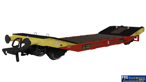 Rap-929010 Rapido Uk Satlink 25T Lowmac ’Zxw’ #Kde263282 Red/Yellow Era-9 Oo-Scale Rolling Stock