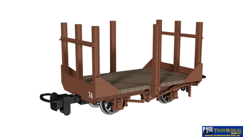 RAP-990706 Rapido UK Stake Wagon – Plain Rusty Brown No.74 009-Scale - Rolling Stock