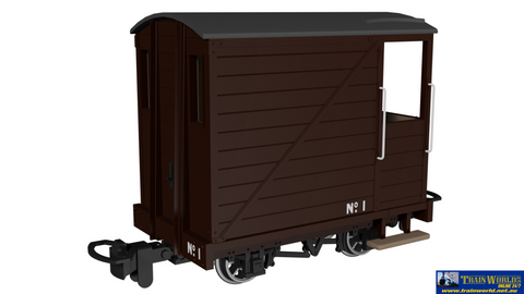RAP-990801 Rapido UK Single Veranda Brake Van – Plain Brown No.1 009-Scale - Rolling Stock