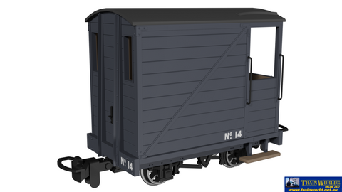 RAP-990804 Rapido UK Single Veranda Brake Van – Plain Dark Grey No.14 009-Scale - Rolling Stock