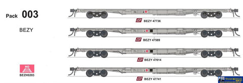 SDS-BZEY203 SDS Models Container Wagons QRN (4) HO scale Rolling Stock