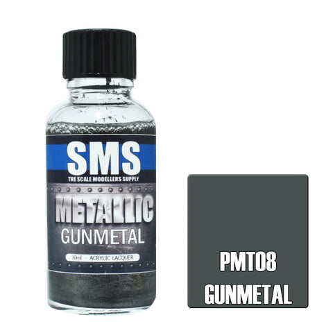 Sms-Pmt08 The Scale Modellers Supply Metallic Acrylic-Lacquer Paint Gunmetal 30Ml Glueandpaint
