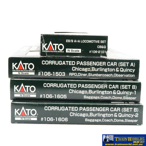 SSH-1034 Used Goods KATO CB&Q Corrugated Passenger set N Scale DCC Ready - Locomotive