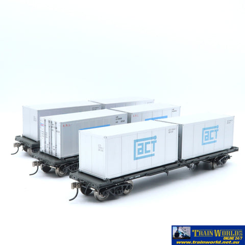 SSH-724 Used Goods Austrains NSW GME Container Wagon w/containers pack GME2 (3) HO Scale - Rolling Stock
