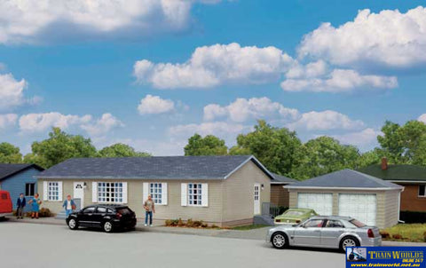 WAL 4151 Walthers Cornerstone Kit Modern Sectional House with Garage HO Scale Structures