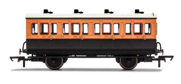 HMR-R40107 Hornby LSWR, 4-Wheel Coach '1st Class' #123 with Lighting Era-2 OO-Scale