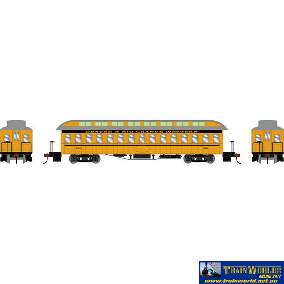 Ath-84843 Athearn Rtr 50’ Old Time Overland Passenger Coach D&Rgw #302 (4) Ho Scale Rolling Stock