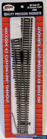 Atl-0563 Atlas Custom-Line Ho Code-83 #6 Left-Hand Turnout (Dual-Frog) 12 (304.8Mm) Length