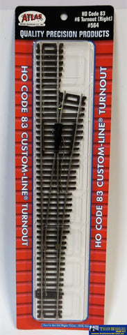 Atl-0564 Atlas Custom-Line Ho Code-83 #6 Right-Hand Turnout (Dual-Frog) 12 (304.8Mm) Length