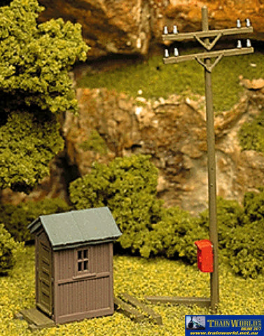 Atl-0705 Atlas Kit Telephone Shanty & Pole Ho Scale Structures