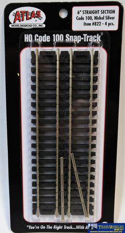 Atl-0822 Atlas Snap-Track Ho Code-100 Straight 6 (152.4Mm) Length (4-Pack) Track/accessories