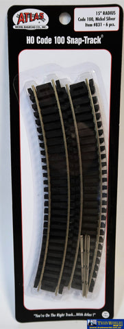 Atl-0831 Atlas Snap-Track Ho Code-100 Curve 15 (381Mm) Radius (6-Pack) Track/accessories