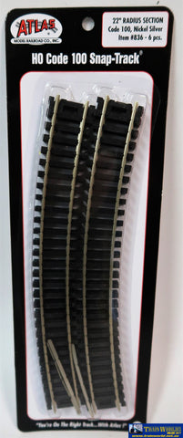 Atl-0836 Atlas Snap-Track Ho Code-100 Curve 22 (558.8Mm) Radius (6-Pack) Track/accessories