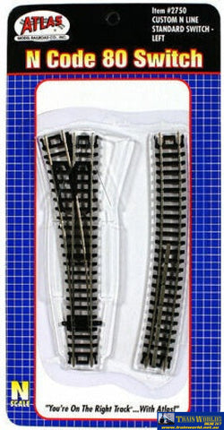 Atl-2750 Atlas Customline N Code-80 Standard Manual Left-Hand Turnout (Insulfrog) 124Mm Length