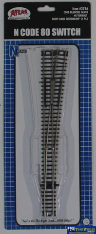 Atl-2756 Atlas Customline N Code-80 #8 Manual Right-Hand Turnout (Insulfrog) 155Mm Length