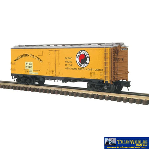 ATL-30049202 Atlas-Premier PFE R-40-10 40’ Steel Reefer WFEX ’Ex-NP’ (Patched) #704627 *Yellow/Silver/Red* O-Scale