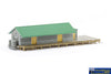 AUS-ASA01 Auscision Models NSWGR G3 Goods Shed Green Roof Grey Walls & Cream Doors - Ready-to-Place HO Scale Structures