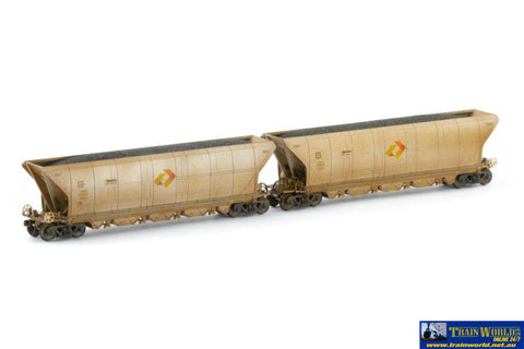 AUS-NCH129 Auscision QHCH Coal Hopper - Aurizon Silver/Grey Weathered - 4 Wagon Pack HO Scale - Rolling Stock