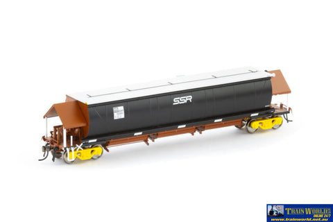 AUS-NGH68 Auscision BGKF Grain Hopper Black/Faded SRA Red with SSR Logos Grain Lids & Yellow XCS Bogies - 4 Wagon Pack