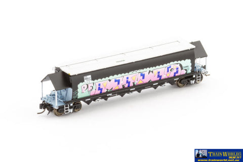 AUS-NNGH21 BGVF-Type Grain Hopper N Scale - BGVF Grain Hopper - SSR Black with SSR Logo & Graffiti - Single Wagon