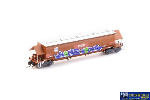 AUS-NNGH51 N Scale - BGKF Grain Hopper - SSR Faded SRA Red with DCA Bogies SSR Logo & Graffiti - Single Wagon - Rolling