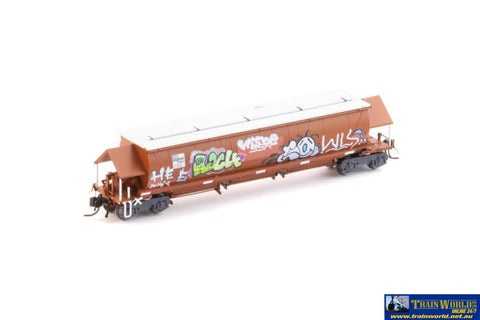 AUS-NNGH53 N Scale - BGKF Grain Hopper - SSR Faded SRA Red with DCA Bogies SSR Logo & Graffiti - Single Wagon - Rolling