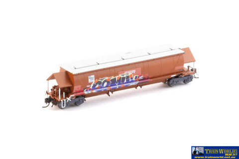 AUS-NNGH56 N Scale - BGKF Grain Hopper - SSR Faded SRA Red with DCA Bogies SSR Logo & Graffiti - Single Wagon - Rolling