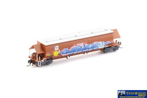 AUS-NNGH57 N Scale - BGKF Grain Hopper - SSR Faded SRA Red with DCA Bogies SSR Logo & Graffiti - Single Wagon - Rolling