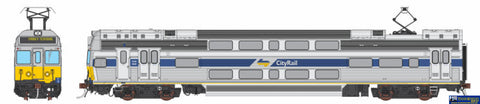 AUS-NPS66 Auscision V Set CityRail CityDecker Yellow/Grey Nose with Blue Side Stripe - 4 Car Set - HO scale DCC/Ready