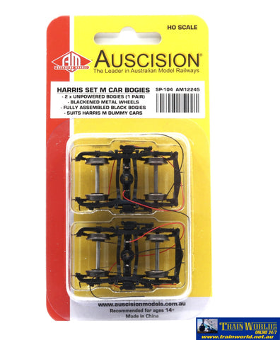 AUS-SP104 Auscision VR 4 Wheel Harris M Car Bogie - 1 Pair HO Scale - Part