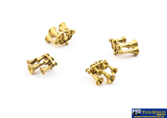 Aus-Sp124 Leslie Supertyfon S5T 5 Chime Air Horns Unpainted Brass - 4 X (2 Pair) Ho Scale. Part